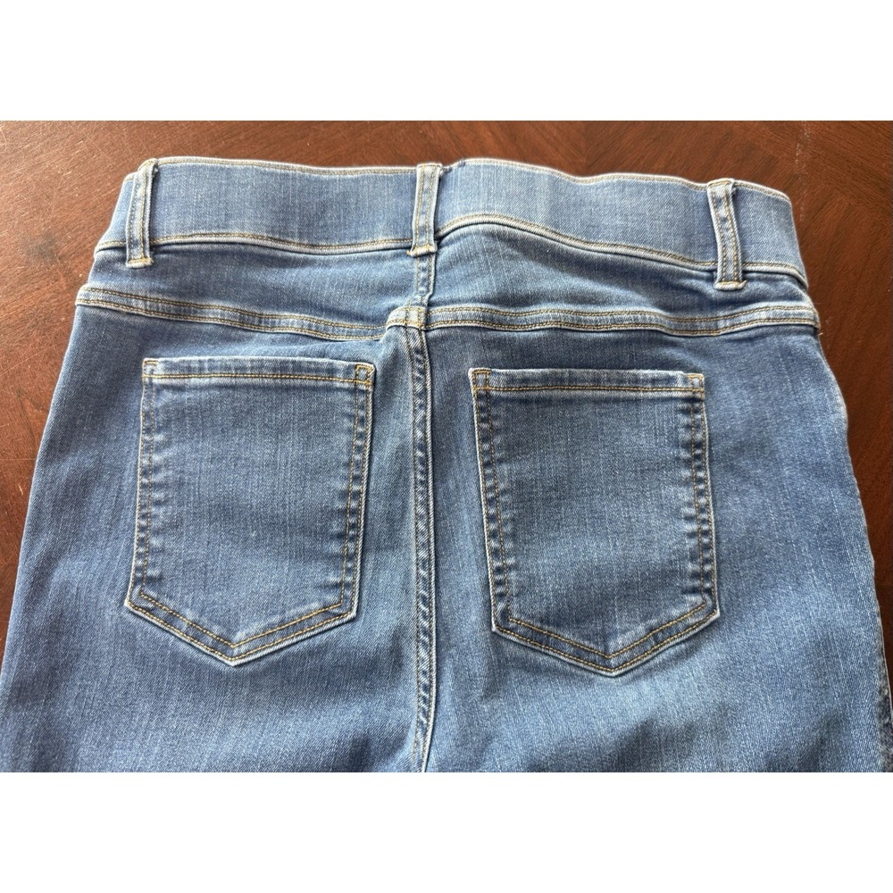 Spanx Pull On Flare Jeans Raw Hem Medium Wash Stretch Denim M Shaping - Picture 5 of 13